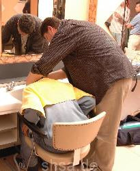 210 Recklinghausen Event young guy wash by barber Thomas forward