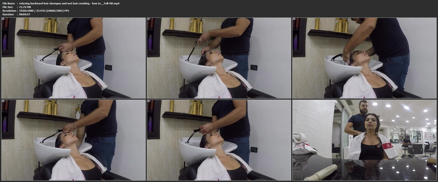 1062 relaxing backward hair shampoo and wet hair combing - how to