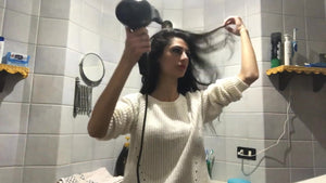 1147 hair dryer ASMR relax sound self blow in pullover in bathroom