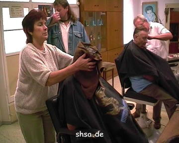 226 a day in vintage german barbershop with barberette assistance