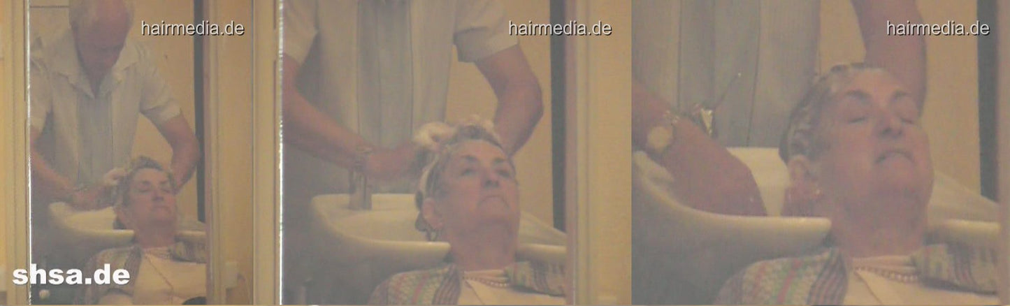 1013 s0082 lady backward wash by male old barber salon shampooing