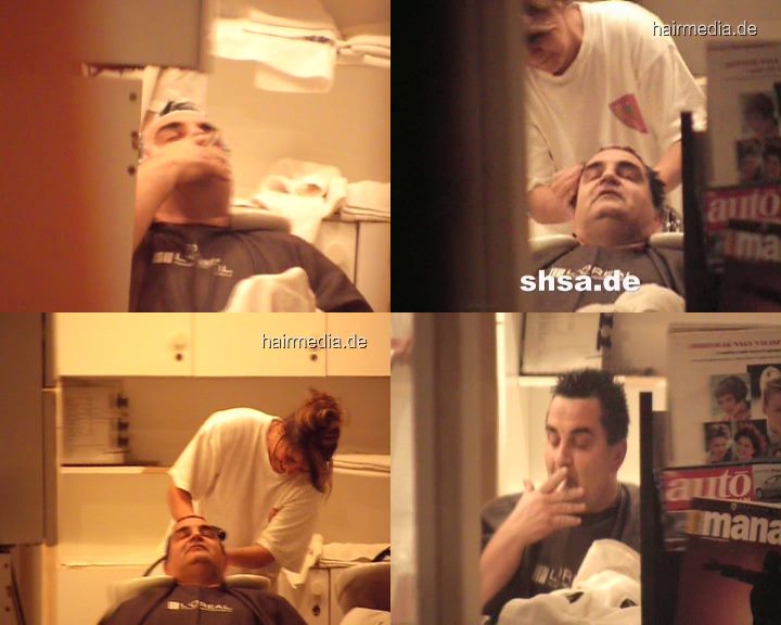 1013 s0083 male client backward wash while smoking video