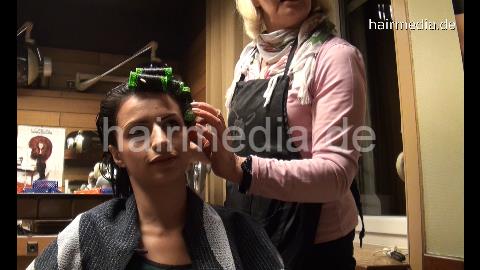 6169 Sahra set thick black hair traditional german salon mature hairdresser