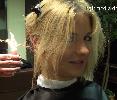 8136 SarahS cut by candle  fire cut burning hair down