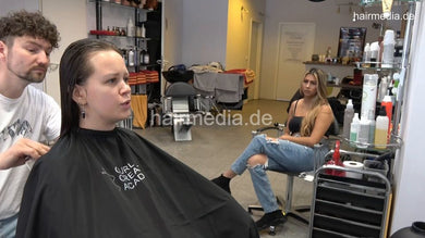 7202 Ukrainian hairdresser in Berlin 220515 2nd 3 haircut and blow by barber, Zoya controlled
