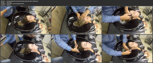 1062 sexy long blond hair backward shampoo inside the salon