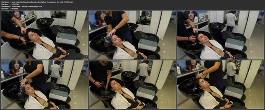 1062 sexy model getting a backward relaxing hair shampoo on the sink