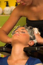 Cargar imagen en el visor de la galería, 9135 1 Srdjana by Alexandra backward shampooing in mobile sink by topless barberette