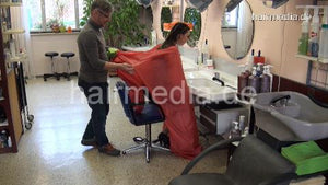 6168 AnjaH by Barber backward! shampoo and wet set Part 1 wash