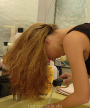 Laden Sie das Bild in den Galerie-Viewer, 9032 AnjaS self hair wash forward in salon bend over shampoo bowl