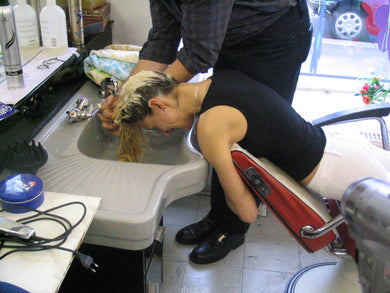 506 AnnaP forward wash laying in barber chair by barber