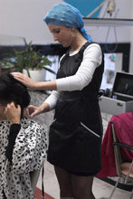 Load image into Gallery viewer, 0003 CarmenK shampooing in tie closure shampoocape by barberette in rollers