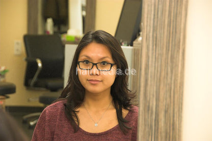 355 CelineM in glasses by MelanieGoe backward salon shampooing in pvc shampoo cape