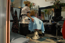Carica l&#39;immagine nel visualizzatore di Gallery, 121 Flowerpower 2, Part 2 LauraB haircut in barberchair in pink tie closure large haircutcape