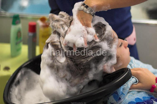 130 1 Denise strong forced backward wash teen in mobile sink Schauma shampoo