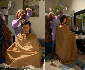 145 JennyA caping strong shampoo and haircut in large capes barbershop
