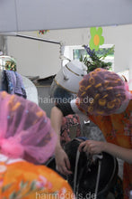 Load image into Gallery viewer, 672 Part 6, backward shampooing and rollerset flowerpower apron and haircutcape