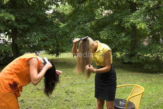 197 StefanieL 1 brushing longhair blonde outdoor by AnjaS