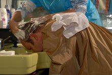 Cargar imagen en el visor de la galería, 133 daily haircut in Dederon RSK apron by barberette in rollers  XXL cape