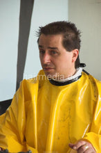 Carica l&#39;immagine nel visualizzatore di Gallery, 240 male forward wash and buzzed much too short by NancyS in RSK apron and heavy yellow vinyl cape